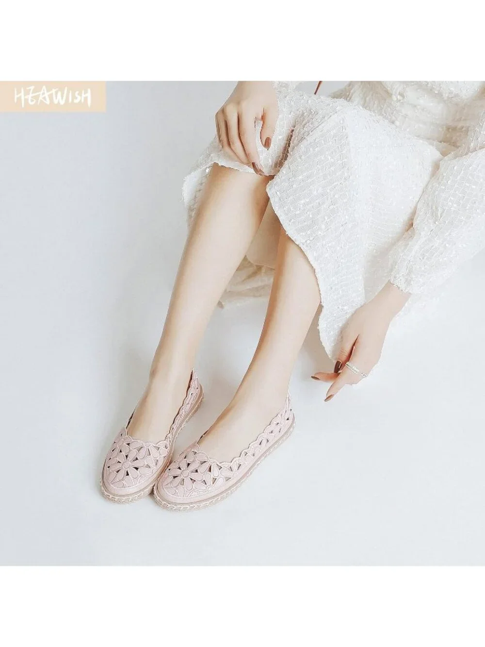 Women’s Pink Floral Daisy Round Toe Comfortable Slip On Casual Ballet Flats